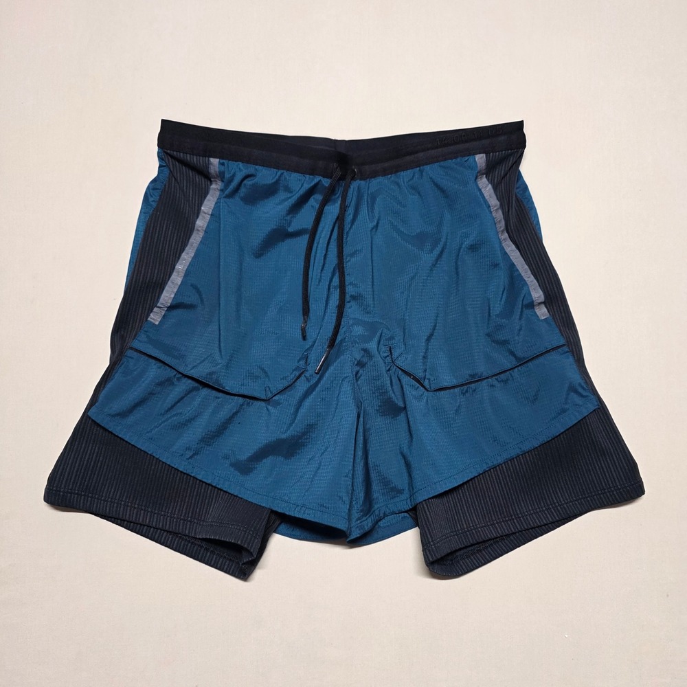 Nike Men 2-in-1 Running Shorts Medium Teal Black Lined Athletic Fit